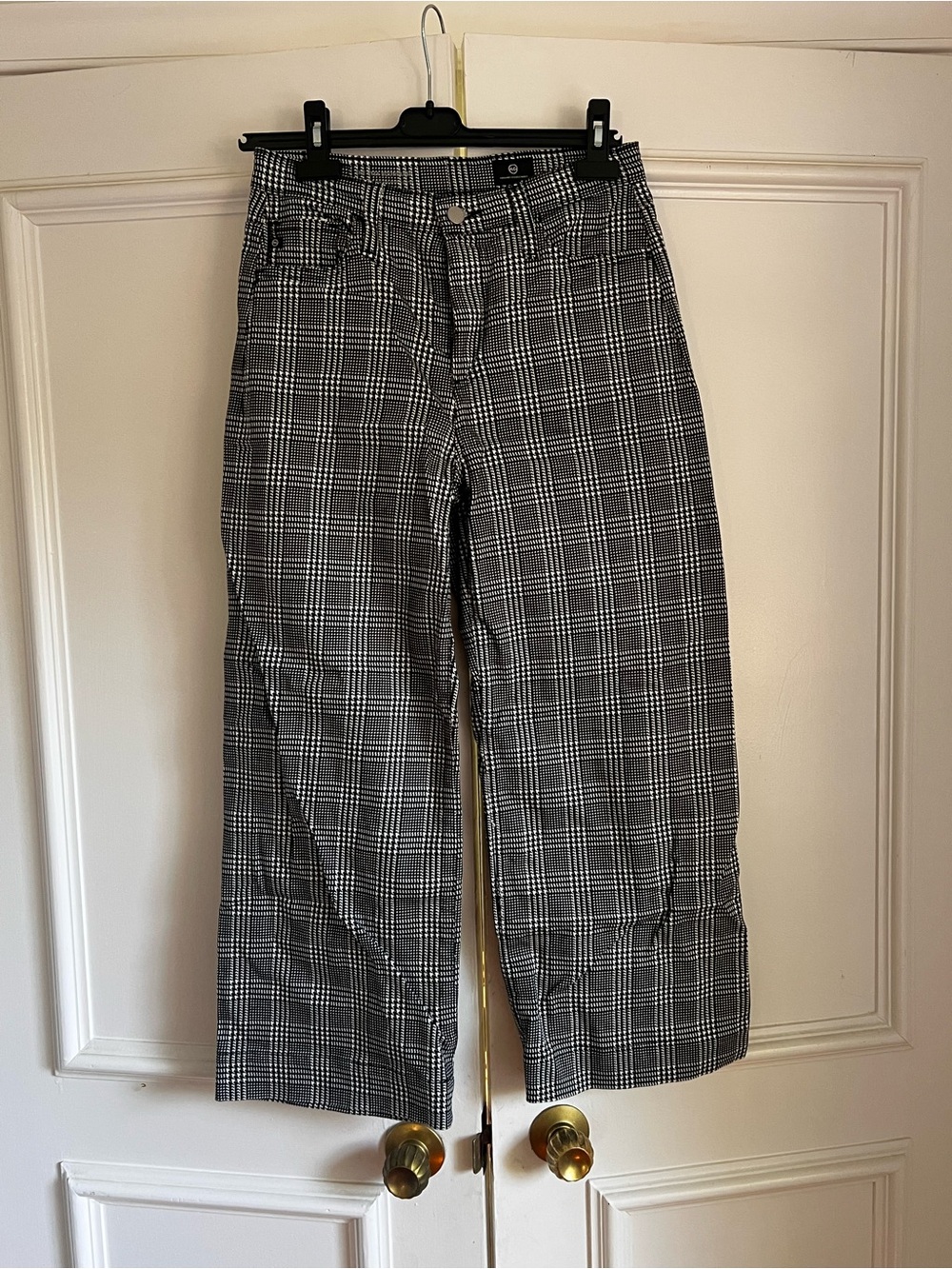 Ag Adriano Goldschmied Black and White Plaid Long Bermuda Type- Pants